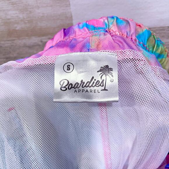 Boardies 5" Colorful Spiral Tie Dye Swim Trunks Blue Pink Pockets Mens Small - Picture 5 of 6